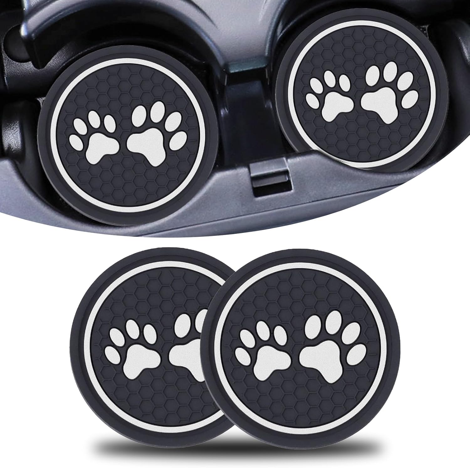 Sodcay 2 PCS Dog Paw Car Coaster, Car Cup Holder Coaster