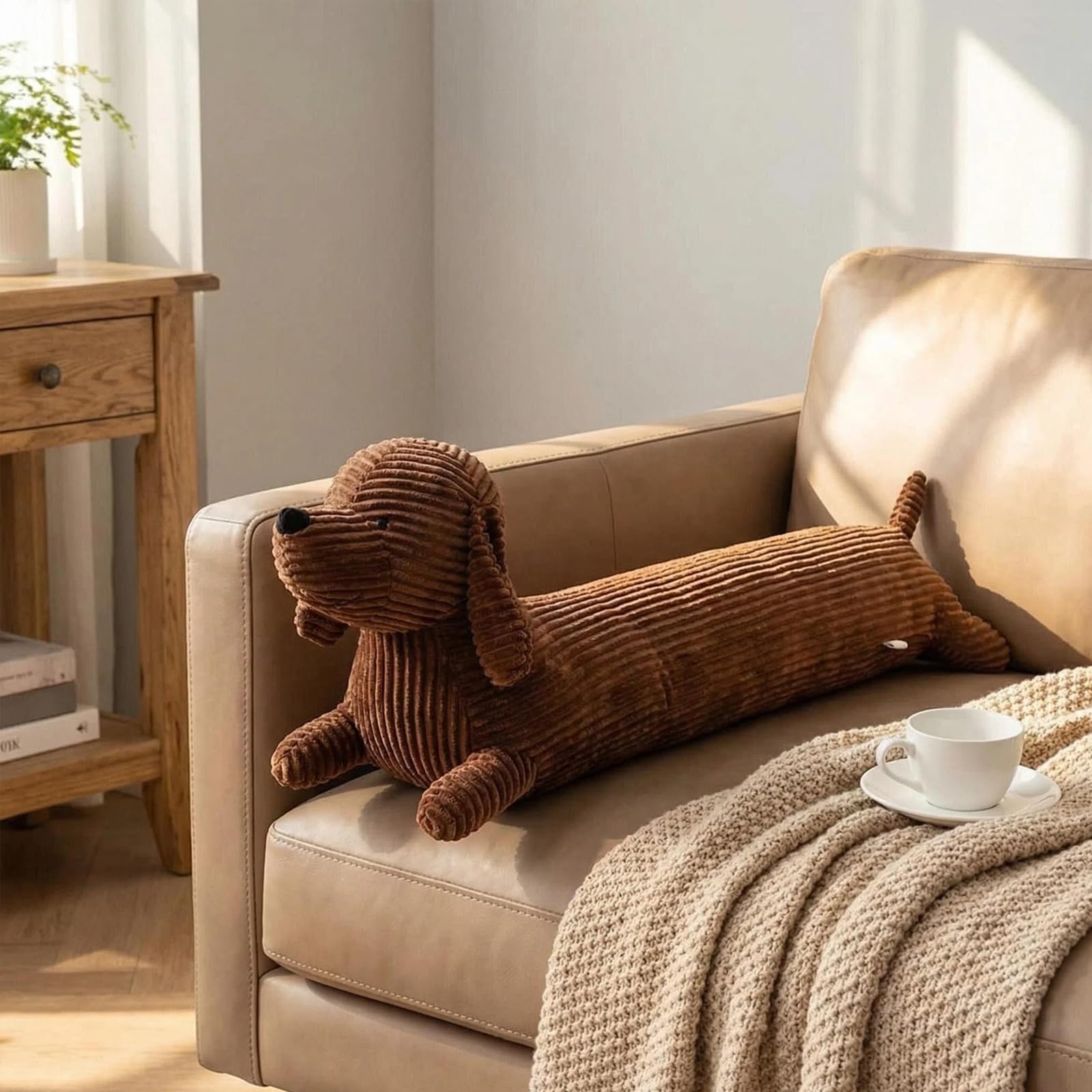 Cuscino a forma di bassotto, 50 cm, lungo in peluche per cani, morbido cuscino per chi dorme sul fianco, per divano, letto, cuscino morbido e regalo per bambini e adulti