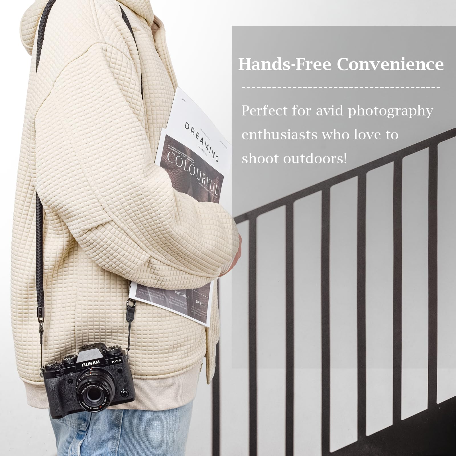 Pasek aparatu VOVMOEYA, pasek na szyję do aparatu DSLR, regulowany uniwersalny pasek kompatybilny z aparatem Fujifilm Nikon Canon Sony DSLR