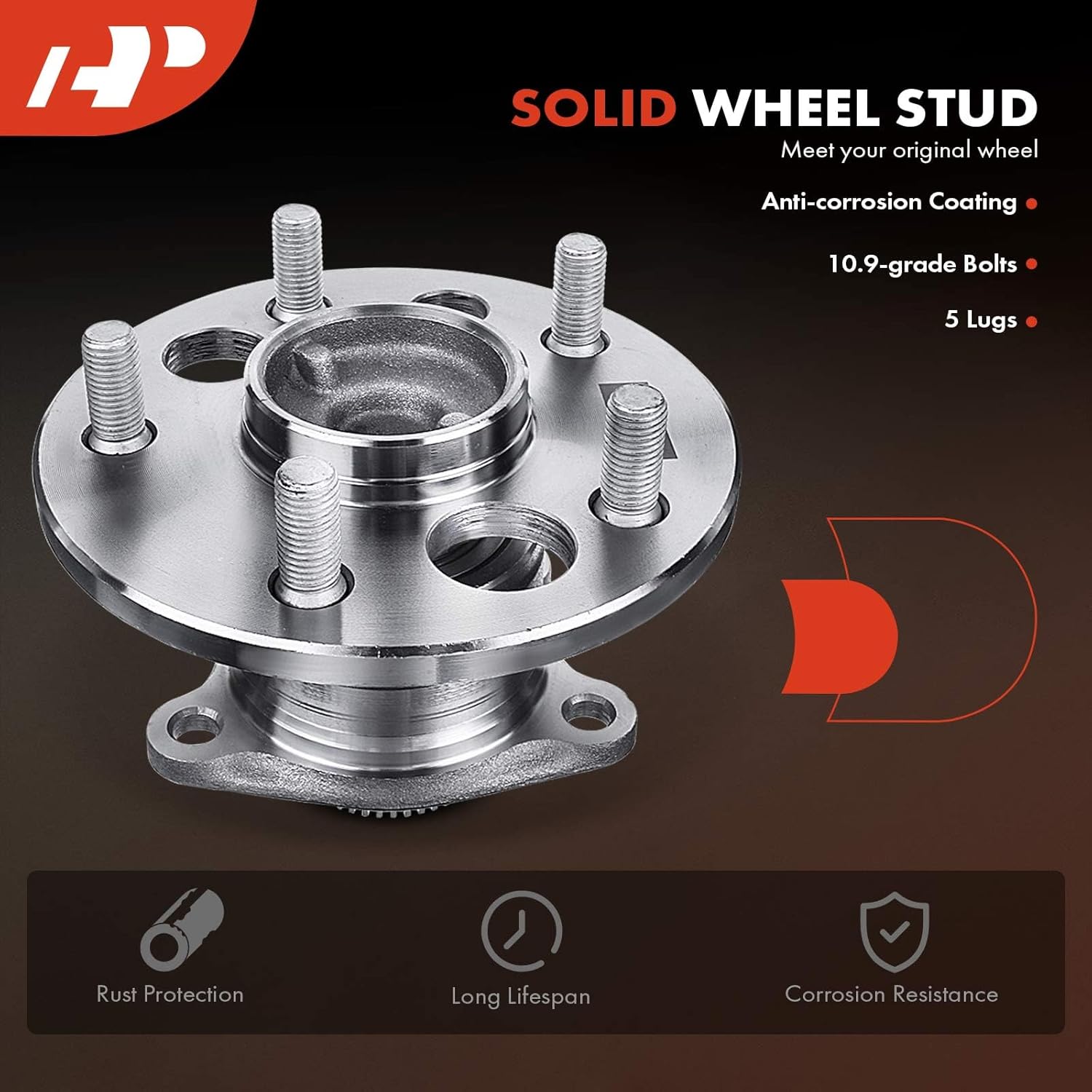 A-Premium Rear Wheel Bearing and Hub Assembly with ABS Ring & 5-Lug Compatible with Lexus ES300 1992-2001, RX300 1999-2003, Toyota Avalon 1995-1999, Camry 1987-2001, Solara 1999