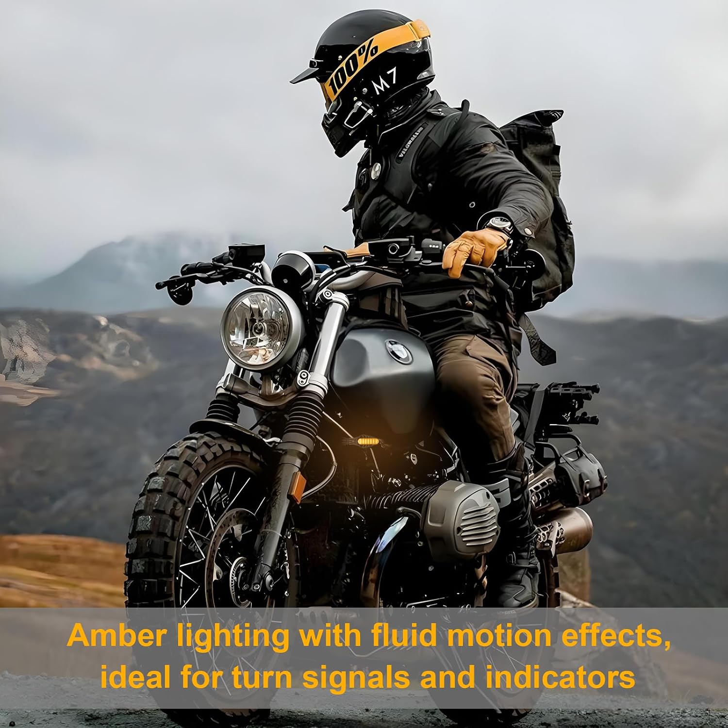 Kinstecks 4PCS Mini Motorcycle Indicators Flowing Turn Signal Lights Motorbike Turning Indicators Daytime Running Lights Brake Lights 13LED 12V for Motorcycle Motorbike