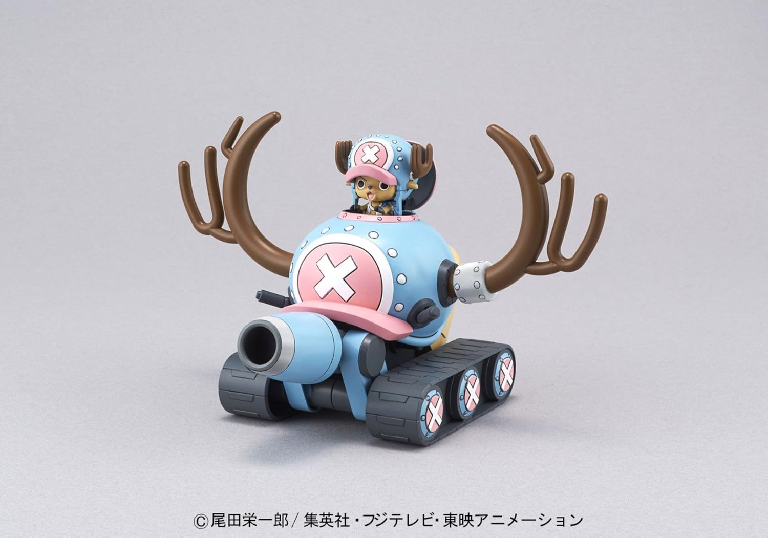 Assembled Bandai Hobby Mecha Collection #1 Chopper Robot Tank Model Kit, side view.