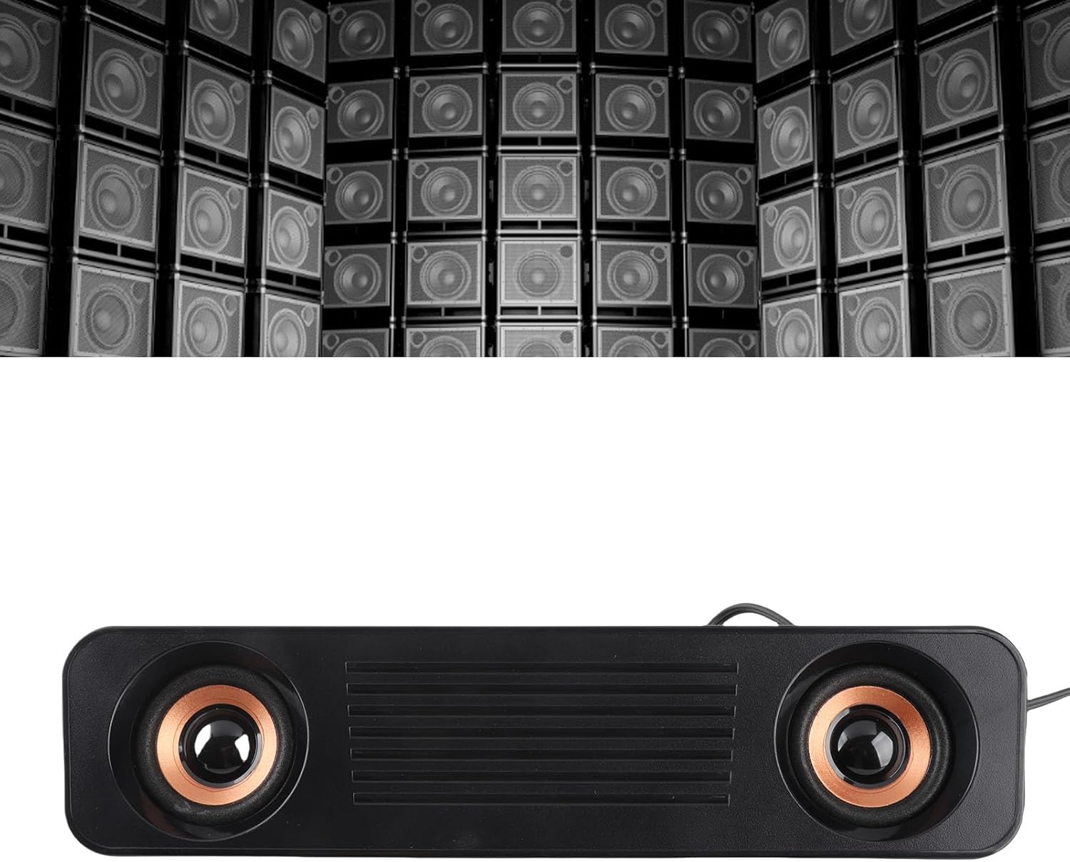 Portable Wired Speaker HiFi Stereo Subwoofer Desktop Long Speaker USB Powered 3.5mm Plug for TV Computer Tablet, Home Audio Theater Surround Sound System