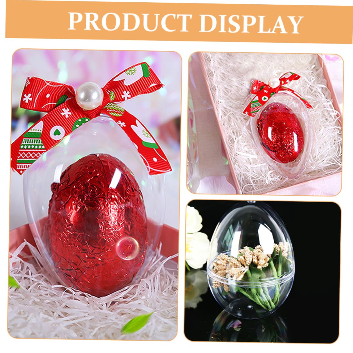 5 Pezzi di Uova di Pasqua in Plastica Trasparente Riempibili Palline Trasparenti per Ornamenti Pasquali Ideali per Scatole di Caramelle Pasquali Forniture per Feste Primaverili E