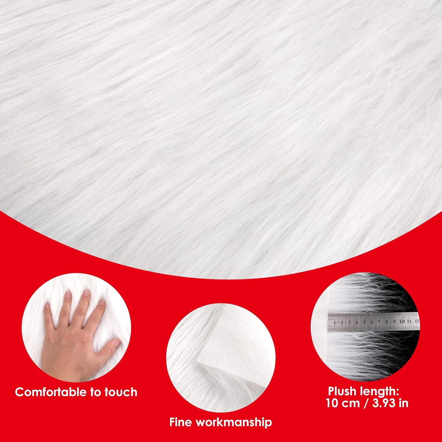 Lusofie 5 Pcs Faux Fur Square Fabric, 10 x 10 Inch White Fur Fabric Shaggy Patches for Gnomes Christmas Decors, Chair Cover - Image 4