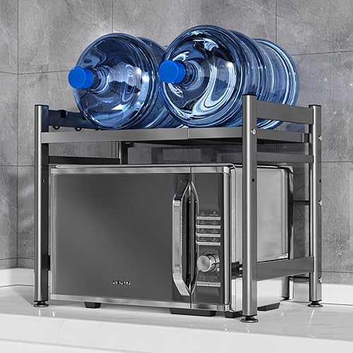 Miniatura 6 de LFGKeng Estante para horno de microondas, estante ajustable de acero al carbono de doble capa, estante para tostadora, soporte resistente,