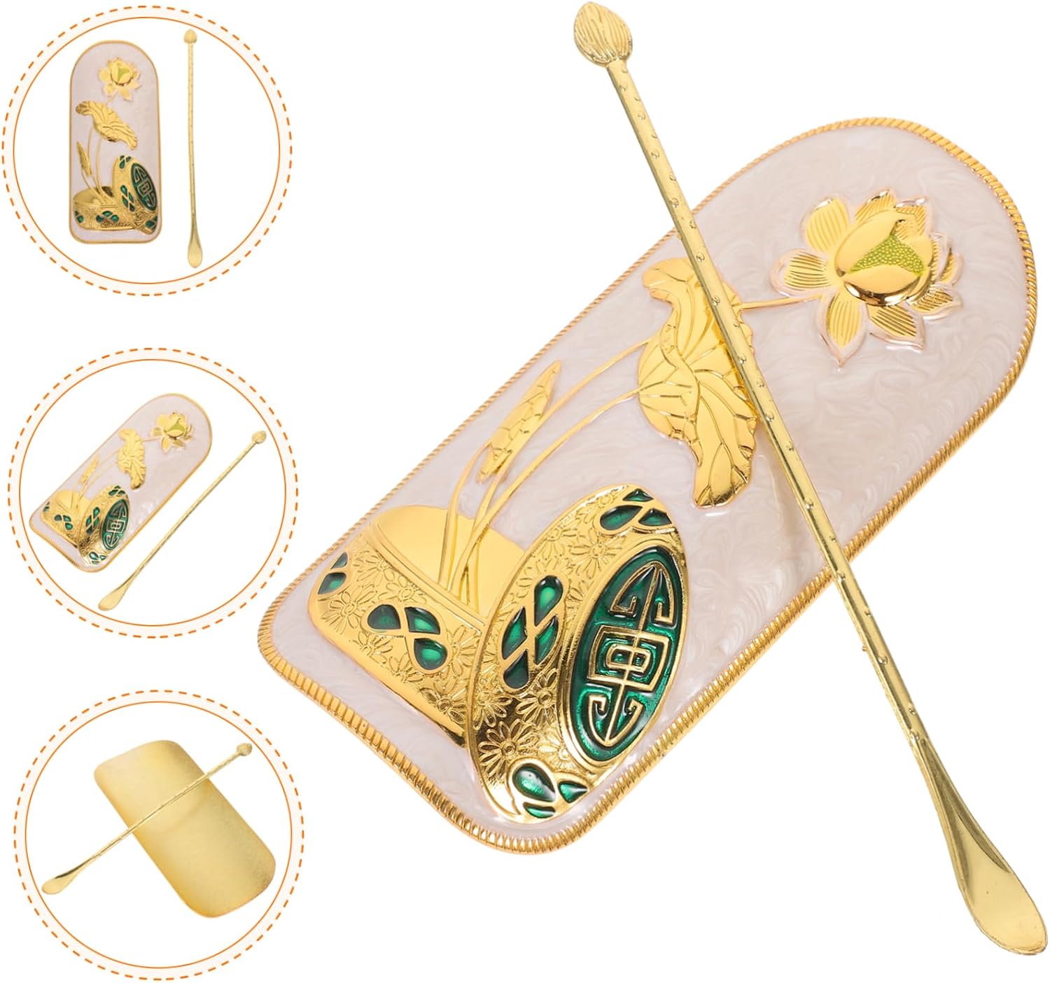Cabilock 1set Chinese Kung Fu Tea Scoop Traditional Alloy Tea Spoon Easy to Clean and Store Housewarming Multi-use for Condiments