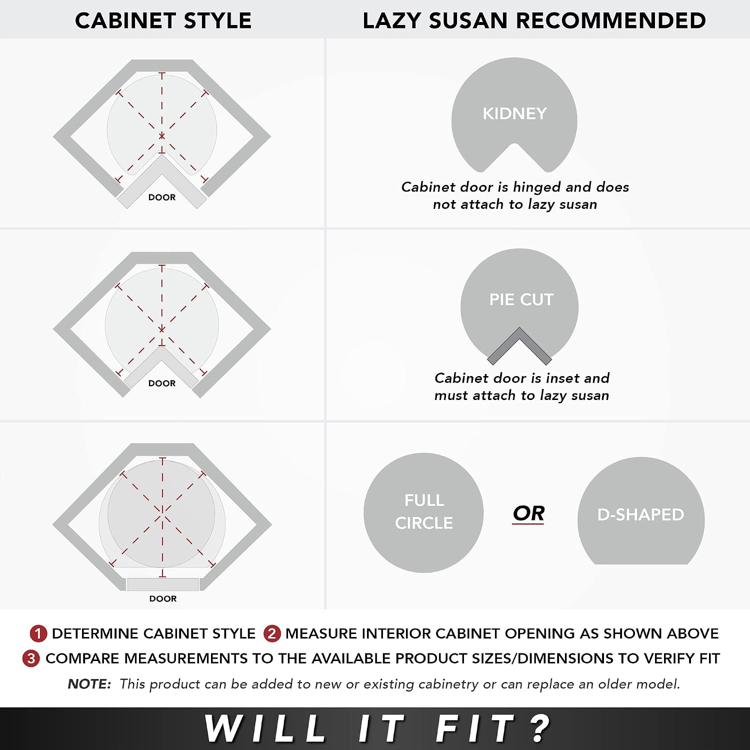 Lazy Daisy Banded Wood Full-Circle 3-Shelf Lazy Susans for 38" H Corner Wall Cabinets