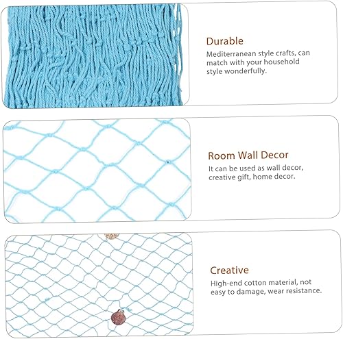 Miniatura 4 de PRETYZOOM Decoración de red de pesca Decoración de concha colgante Red de pescado Decoración decorativa del océano Decoración de pesca Red de pesca