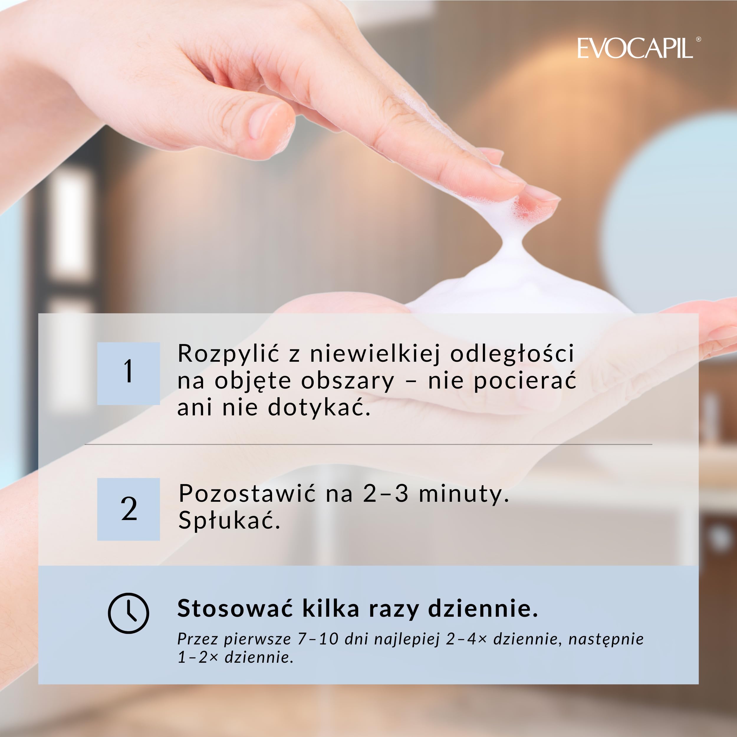 Evocapil Plus pianka pantenolowa w sprayu po przeszczepieniu włosów