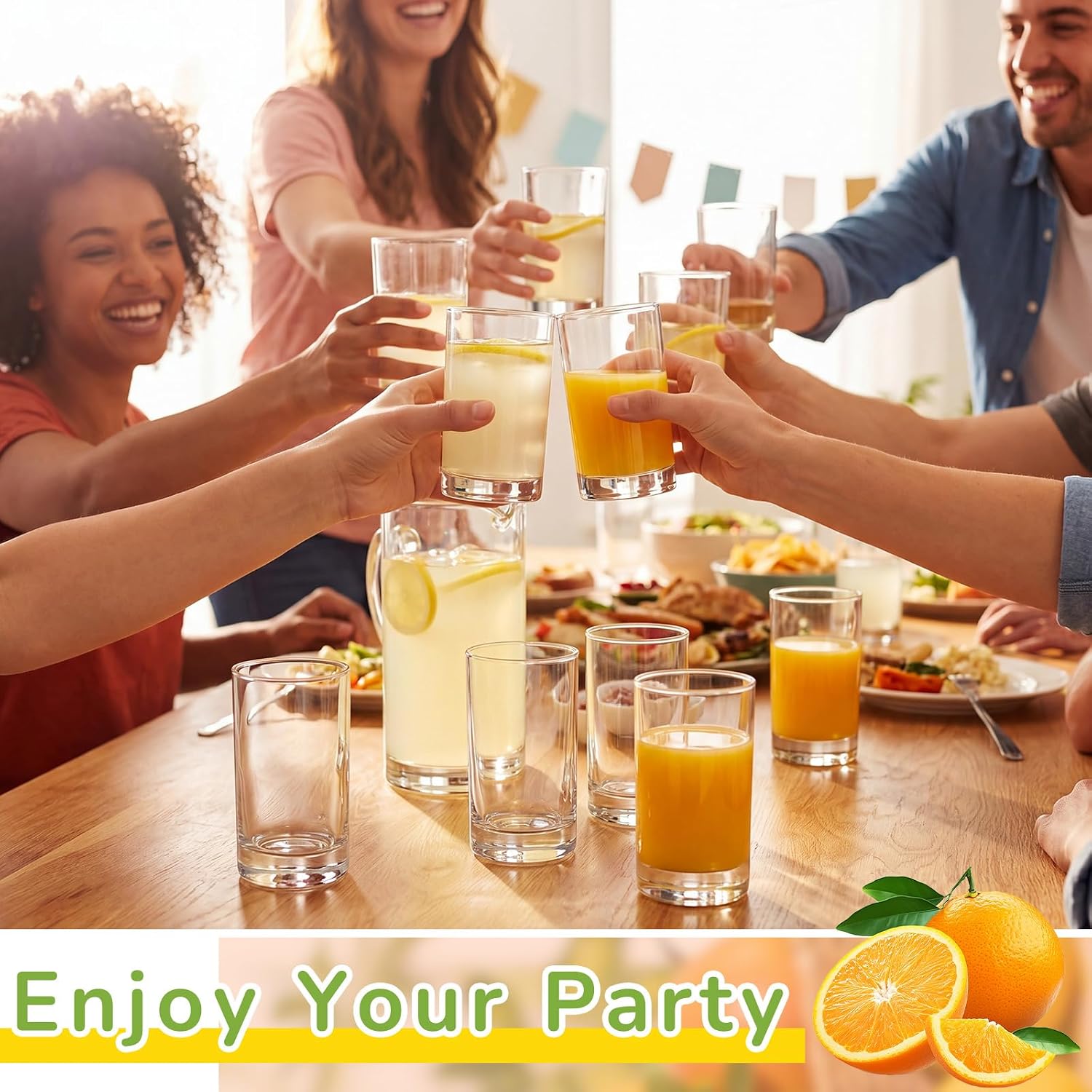 12 Set 5.5 oz Clear Small Juice Glasses, Heavy Base, Plain