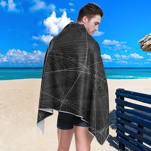 Miniatura 5 de Toalla de playa de microfibra absorbente de tela de araña, toalla de viaje portátil de secado rápido para gimnasio, yoga, natación, 71 x 31 pulgadas