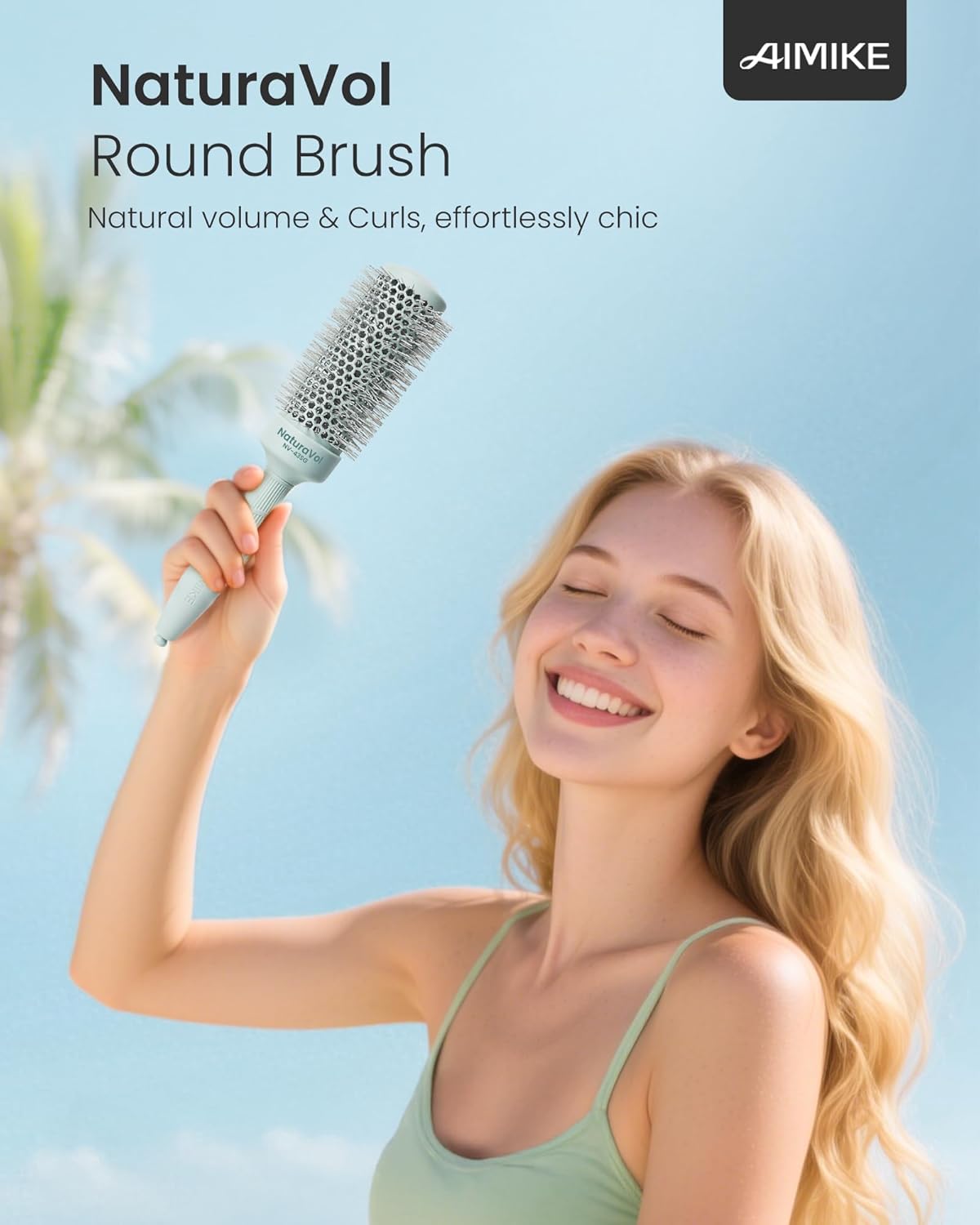 AIMIKE NaturaVol ロールブラシ ブロー時間を短縮 ブローブラシ 速乾 カールブラシ ナノセラミックイオン技術 ヘアブ
