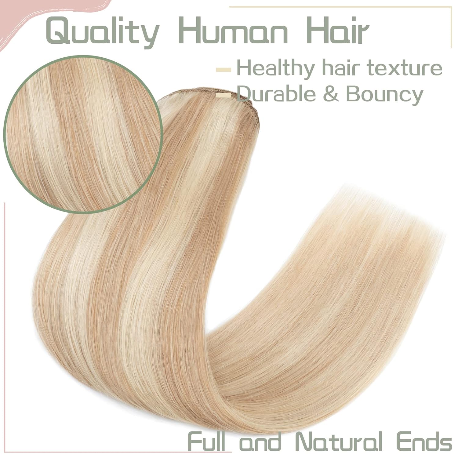 S-noilite Clip in Human Hair Extensions Balayage 100% Real Human Hair Thick True Double Weft Full Head 8 Pieces 18 clips Straight silky (18 inch - 140g,Ash Blonde/Bleach Blonde (#18/613))