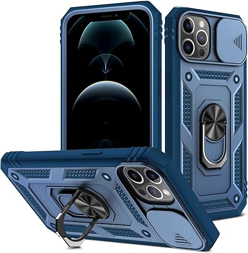 Fetrim Funda para iPhone 12 funda de cámara con soporte de anillo de rotación para Apple iPhone 1212 PRO color azul disponible en Yaxa Guatemala