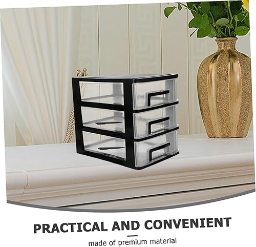 Miniatura 4 de STOBAZA Unidad de almacenamiento de escritorio con 3 cajones, organizador de cajones de plástico, pequeños cajones de almacenamiento de escritorio