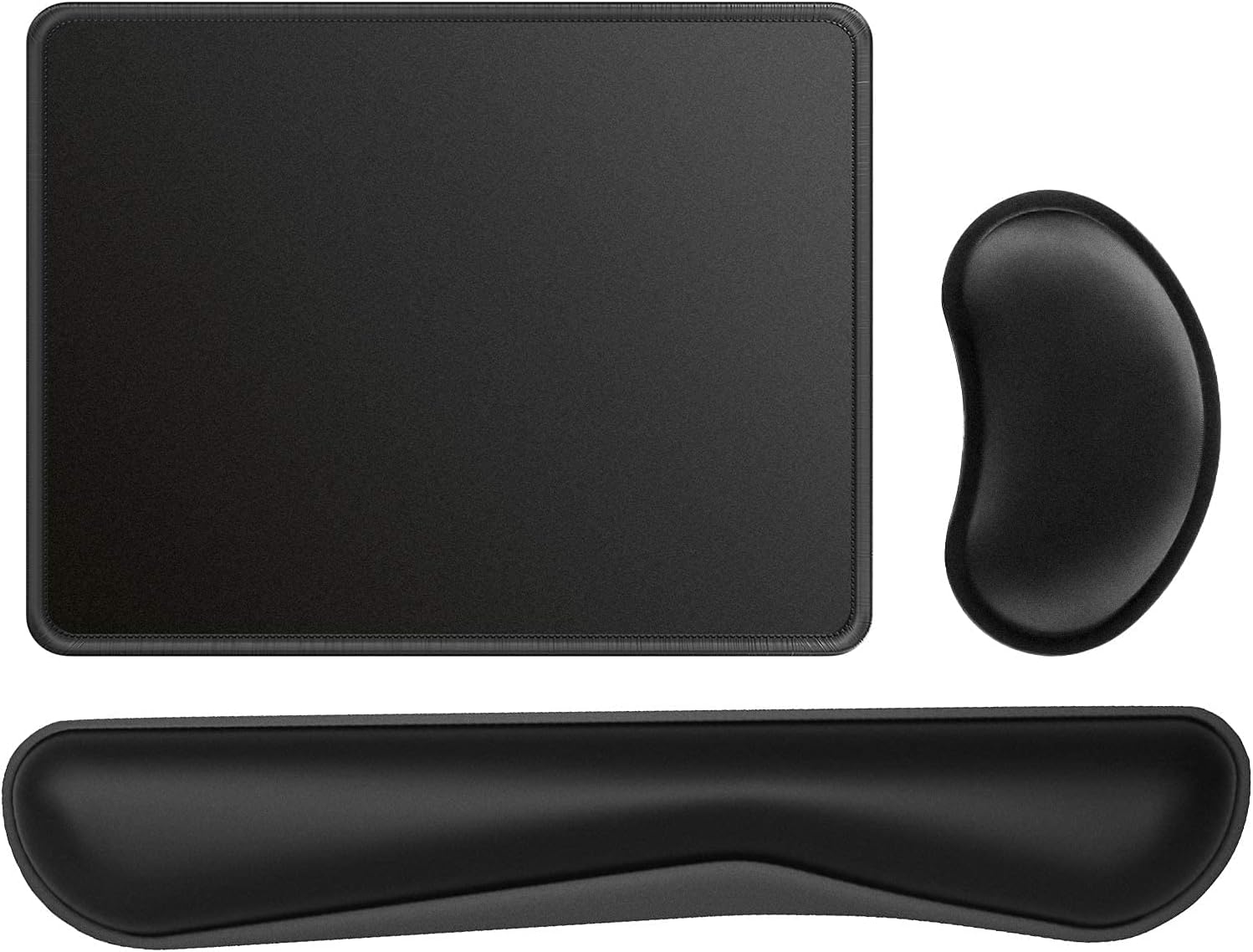 KTRIO 3-in-1 Keyboard Wrist Rest, Memory Foam Wrist Pad for Keyboard, Mouse Wrist Rest, Computer Mouse Pad, Ergonomic Sets for Easy Typing & Pain Relief for Computer, Laptop, Office & Home, Black