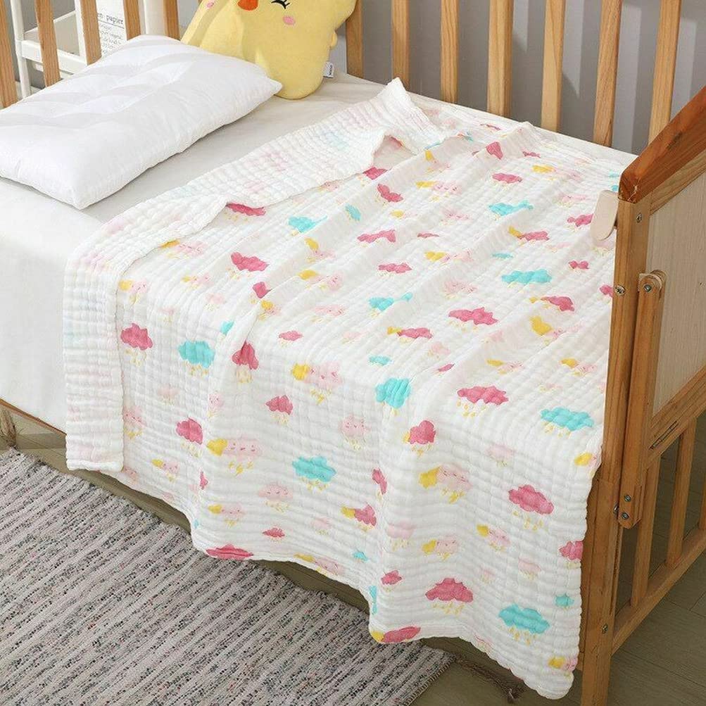 Asky Women's Clouds Cotton Muslin Blanket Baby Swaddle Baby Summer Blanket Stroller Cover Bath Towel 110X110cm (Clouds)