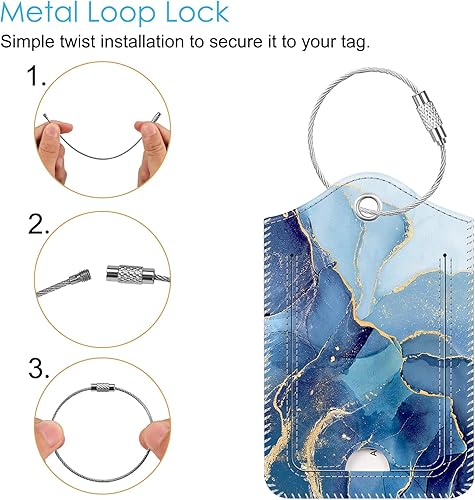 Miniatura 2 de Fintie - 2 etiquetas de identificación para equipaje valija bolso de viaje, con cubierta de privacidad, lazo de acero inoxidable y tarjeta de