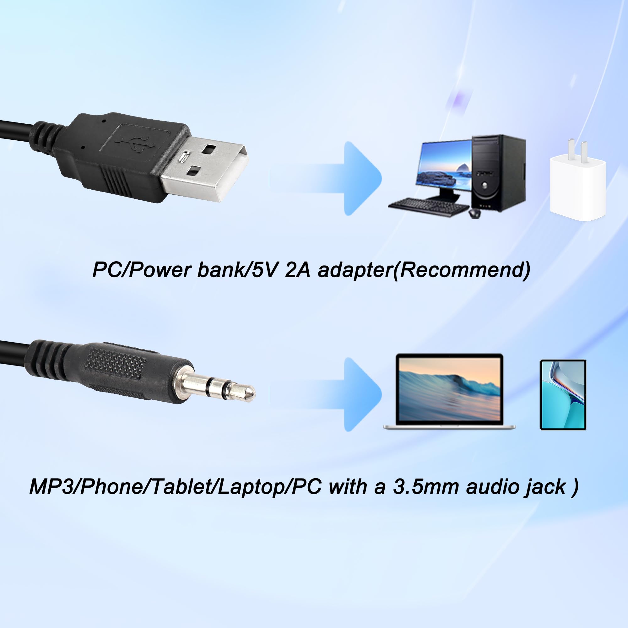 MEIRIYFA Haut-parleur ordinateur pour bureau et portable, avec USB et entrée AUX 3,5 mm