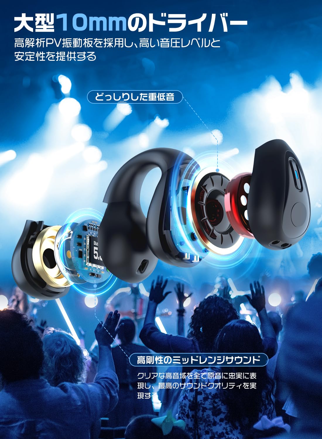 Amazon.co.jp: イヤホン bluetooth「2024音質強化·イヤーカフ型の魅力