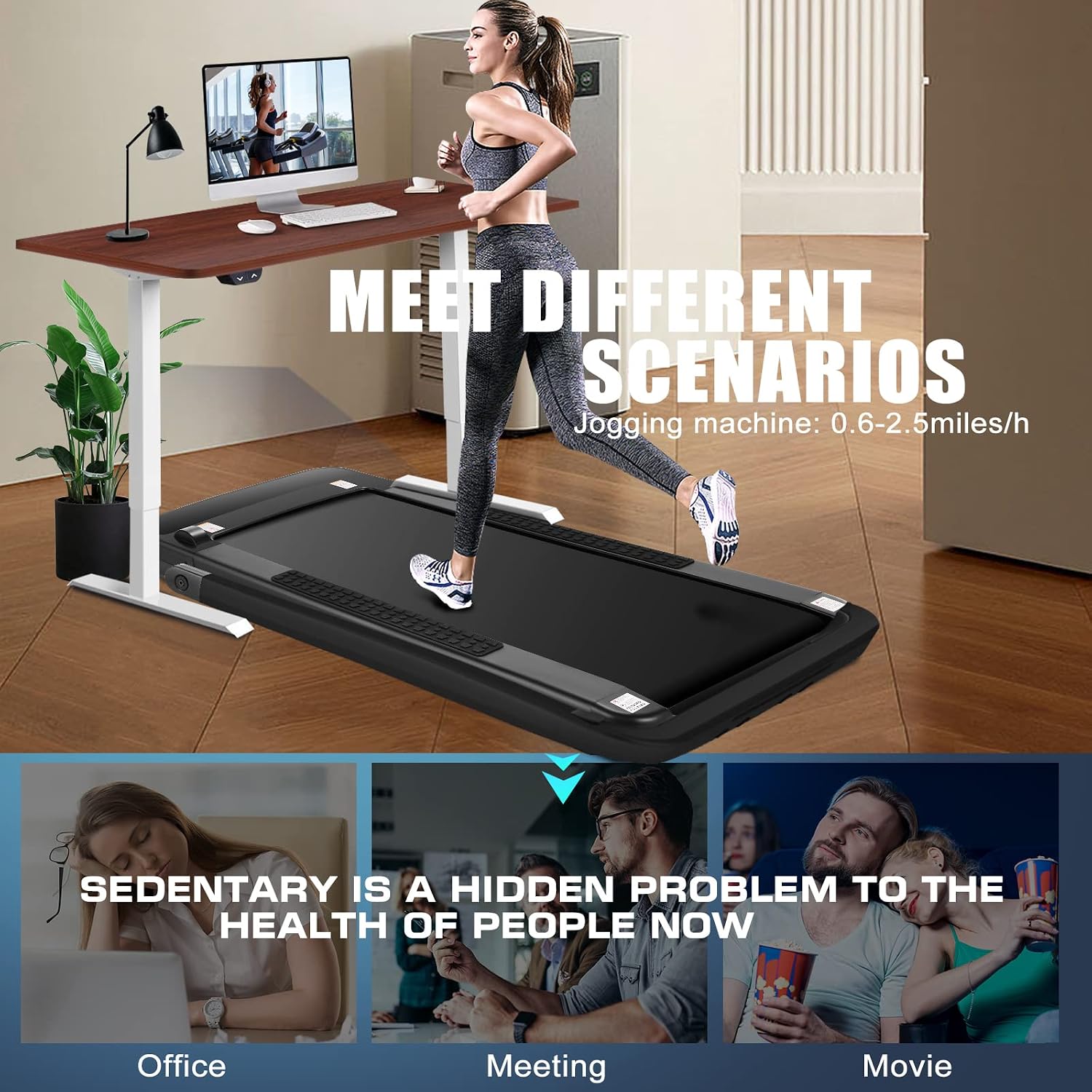 ANCHEER Treadmills,2 in 1 Folding Treadmill, Walking Pad Treadmill Under Desk for Home Office, Portable Treadmill with Remote Control, Quiet and Powerful, Installation-Free