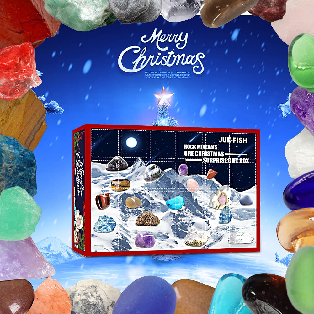 24 Jours Cristal Naturel Agate Minéraux De Pierre & Fossiles Calendrier De L'Avent Cristaux Calendrier De Noël