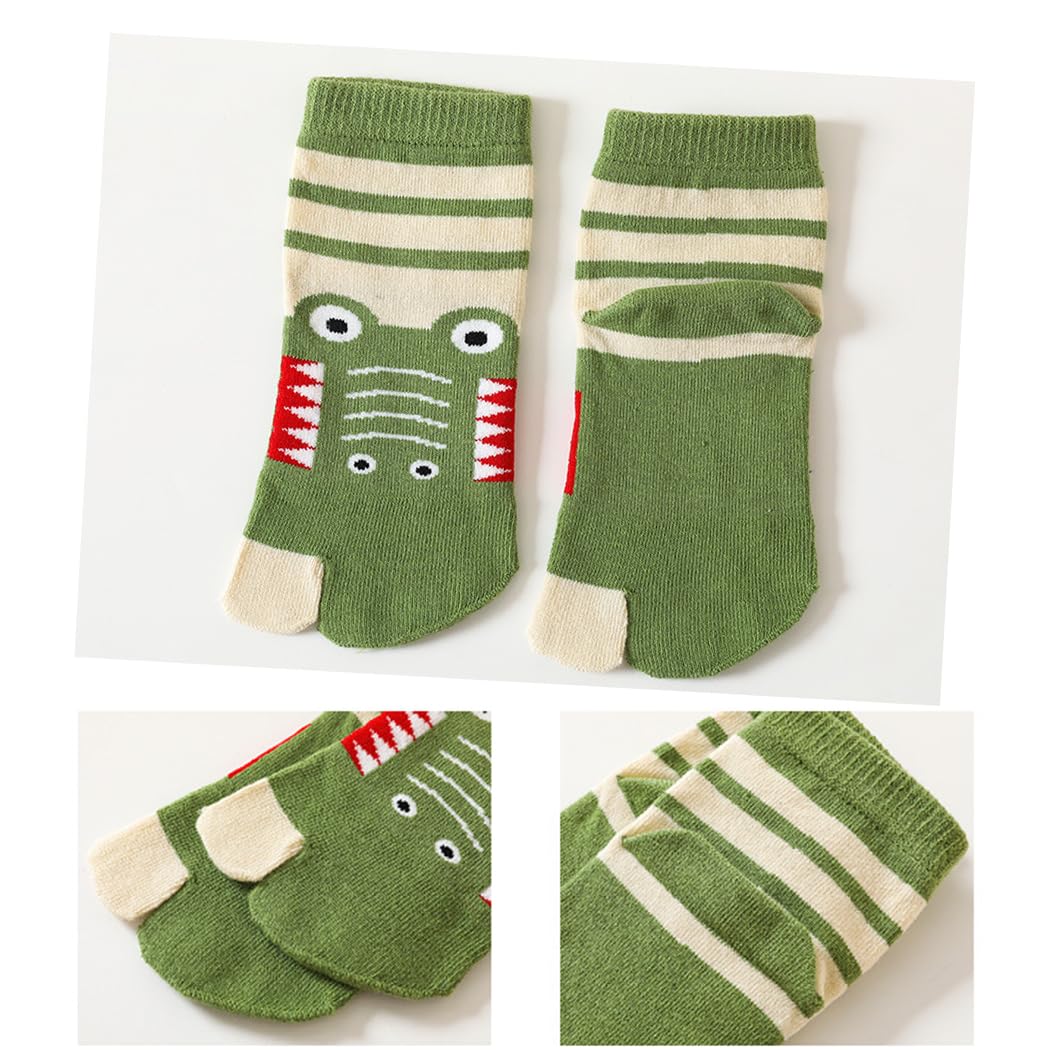 Lot de 5 paires de chaussettes en coton pour enfants avec deux gros orteils, motif animaux de dessin animé, chaussettes pour garçons et filles de 3 à 12 ans