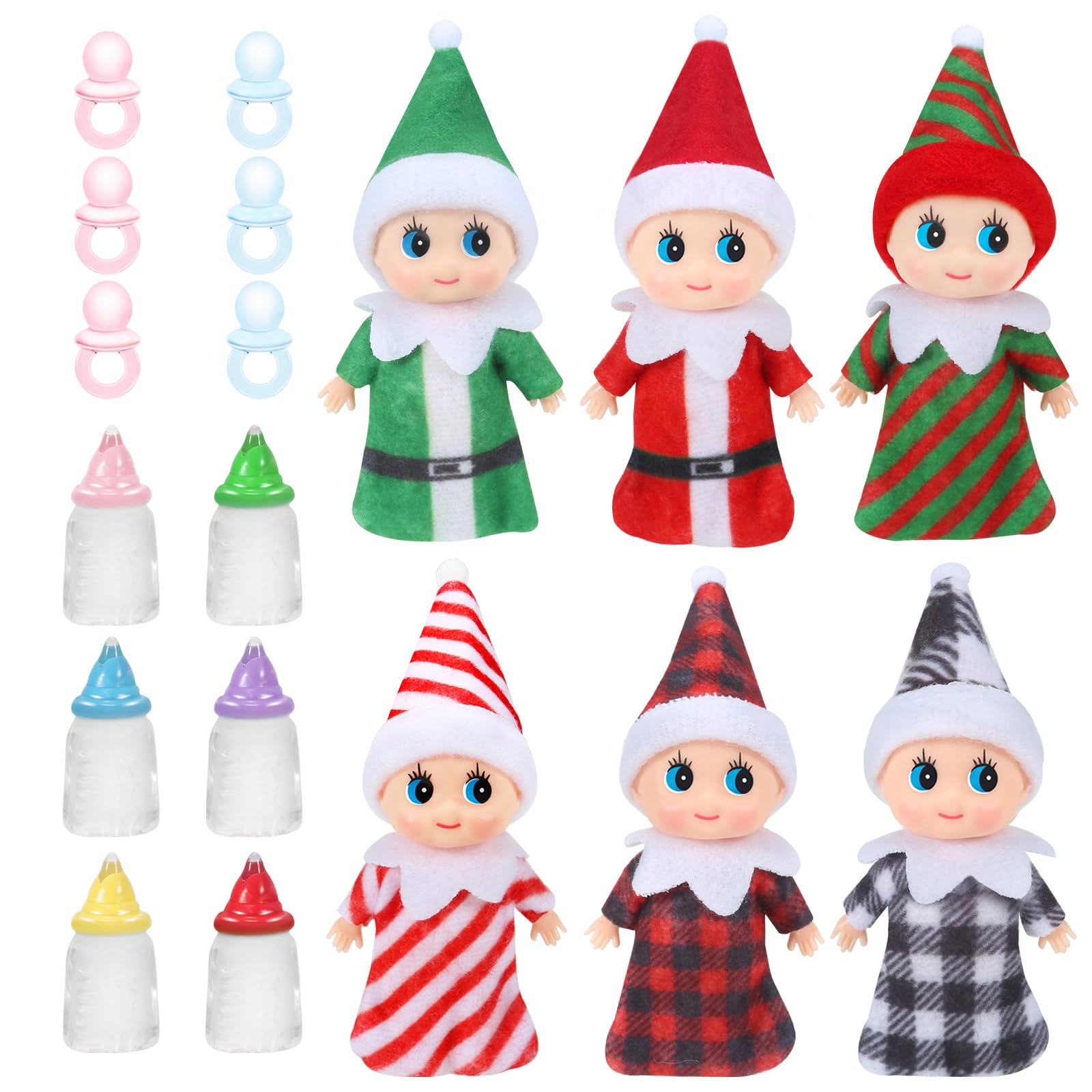 Weihnachtselfen-Puppen Set – 6 Elfen Mit Fläschchen & Schnuller, Figuren Für Dekoration & Spiel