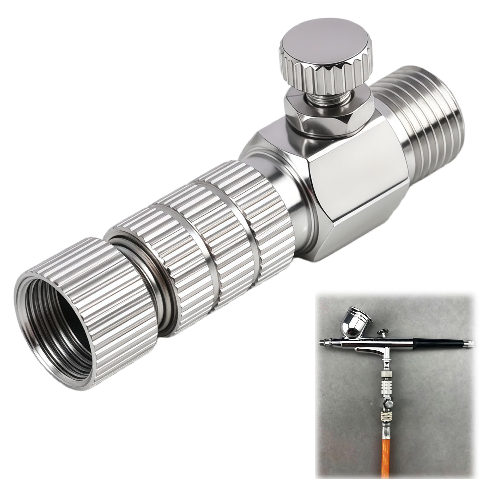 Adapter do aerografu z regulacją przepływu powietrza, szybkozłącze do pistoletu natryskowego 1/8", natychmiastowe odłączanie węża ze zintegrowaną kontrolą ciśnienia