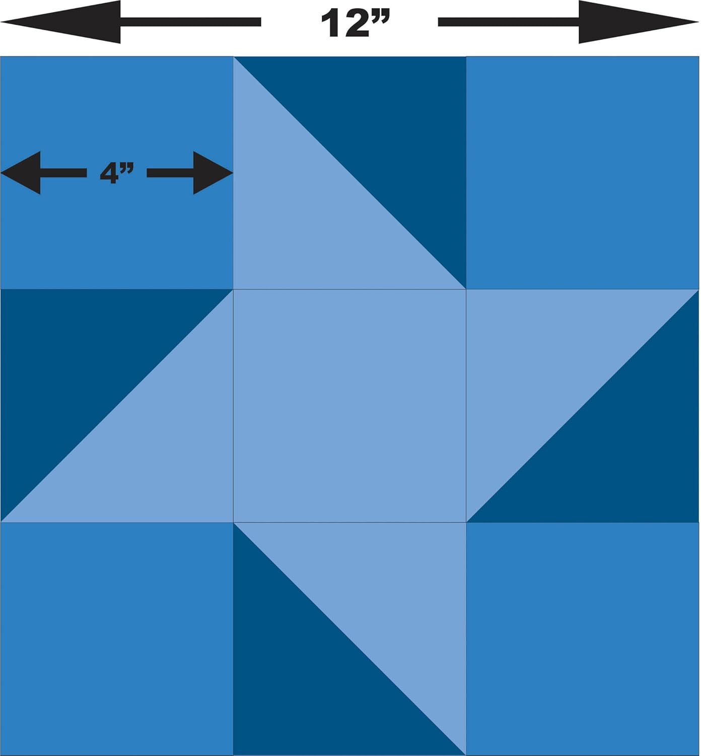 4 Piece Square & Triangle Set 4 Inch & 5 Inch - Inch Clear Acrylic - Quilt Templates- 1/8