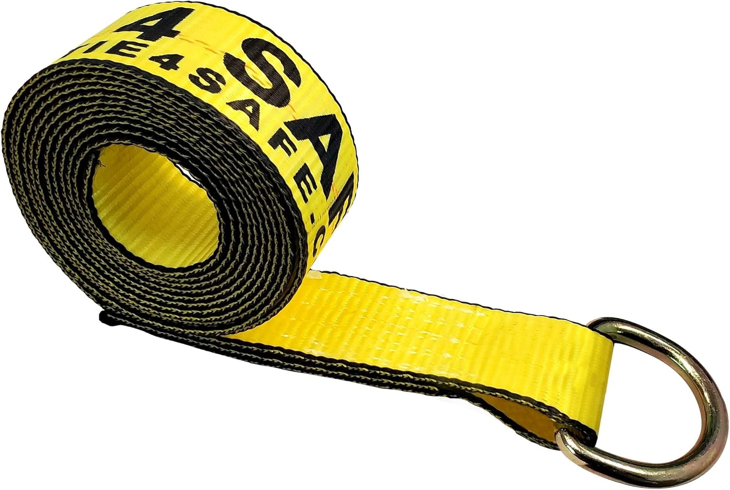 Mega Cargo Control 50 Pack 2" x 10' D Ring Wheel Lift Tie Downs, Yellow USA Car Carrer Tie Down Lasso Straps - 10,000 Lbs Break Strength