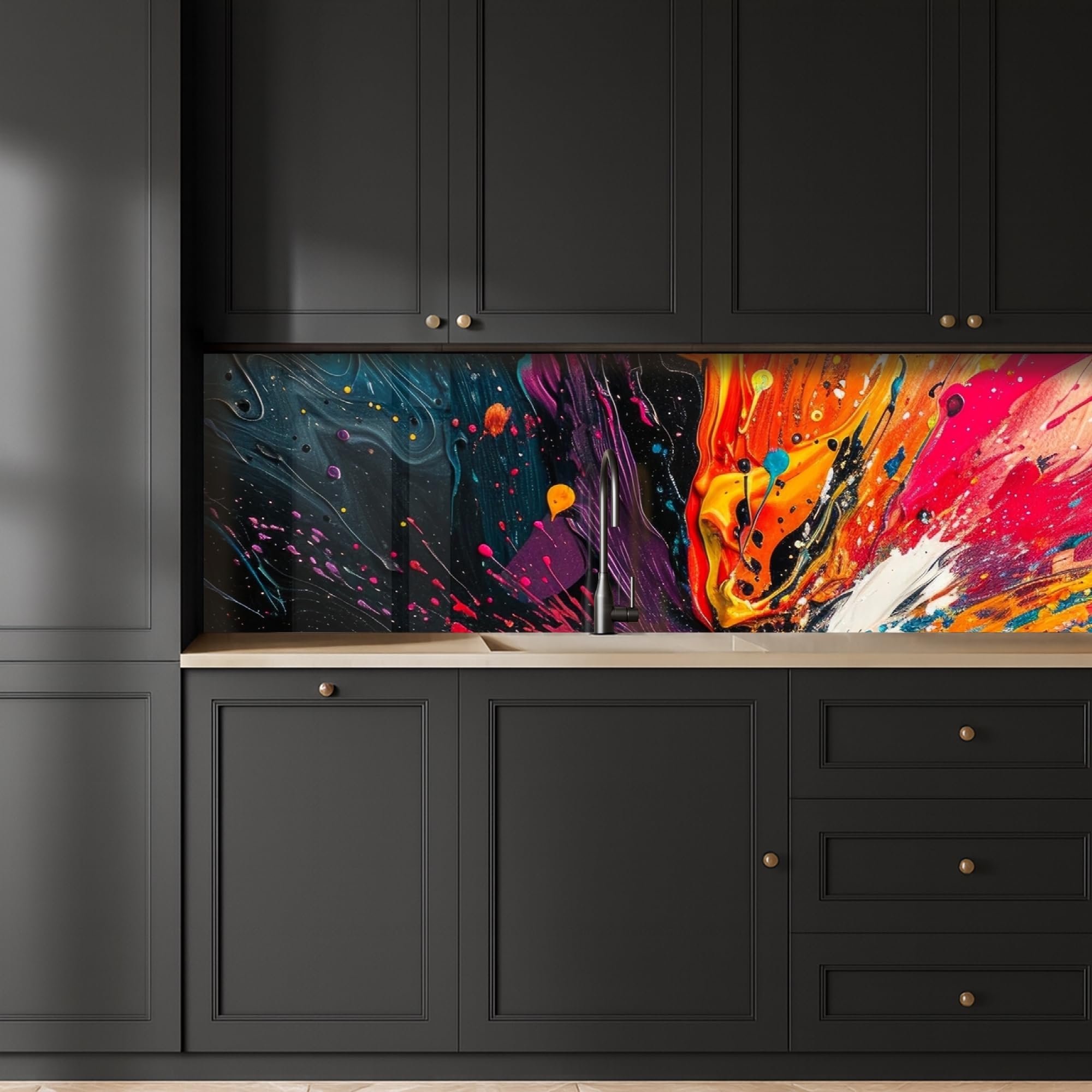 KitchenYeah© Paraschizzi Cucina Adesivo 60x250 cm Pannello Parete per Paraspruzzi Adesivi Muro Colori - Vernice - Modello