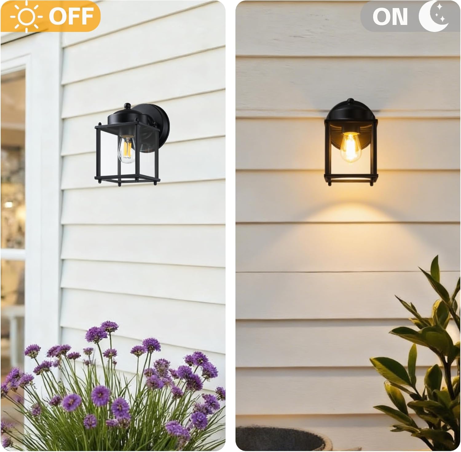 LIT-PaTH Outdoor Wall Lantern, Exterior Waterproof Wall Sconce Light, Proch Lighting Fixture with E26 Socket, Modern Outside Lights for Front Door Garage Patio, Black, 2 Pack