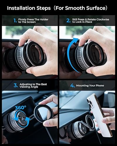 Miniatura 9 de MRGLAS Soporte magnético para teléfono Magsafe con rotación de 360 y rotación de 360, para soporte de teléfono con ventosa Magsafe más de 109 libras
