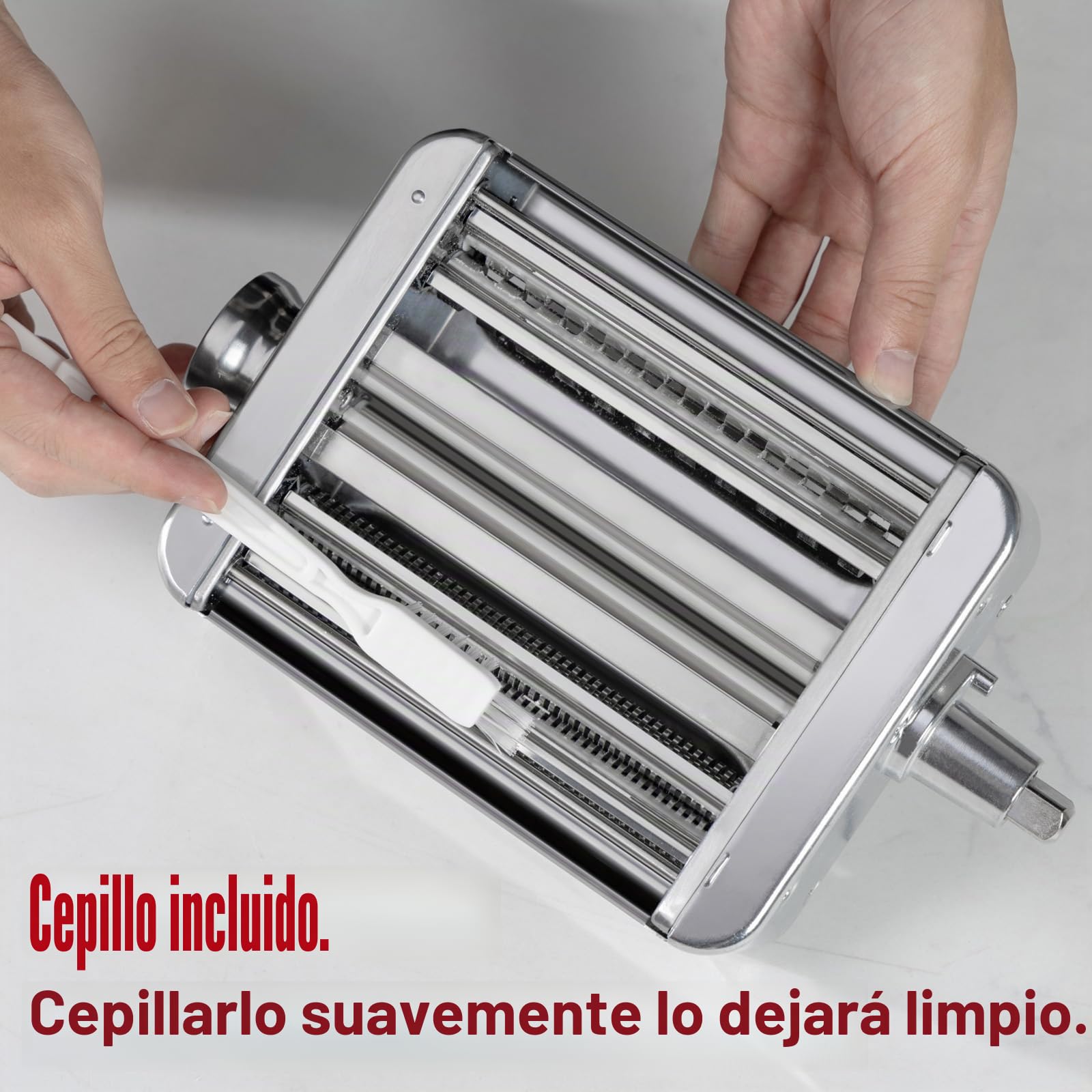 Accesorio para hacer pasta totalmente de metal para KitchenAid, accesorio para pasta 3 en 1 para batidora de pie Kitchen Aid, accesorio para hacer pasta fresca ajustable de 8 velocidades