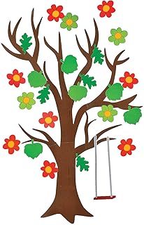 Classroom Giant Tree with Seasonal Cutouts - 136 Pieces of Spring / Summer, Fall and Winter - 5 feet Tall - Classroom Decor