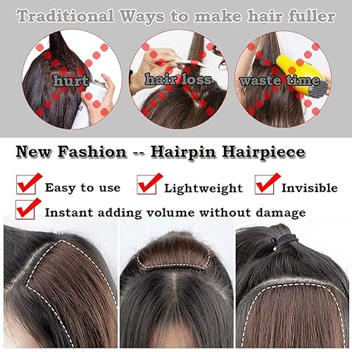 Miniatura 6 de Benehair Extensiones gruesas de 8 pulgadas para añadir volumen al cabello, mezcla de castaño dorado y rubio decolorado, para mujer, cabello humano