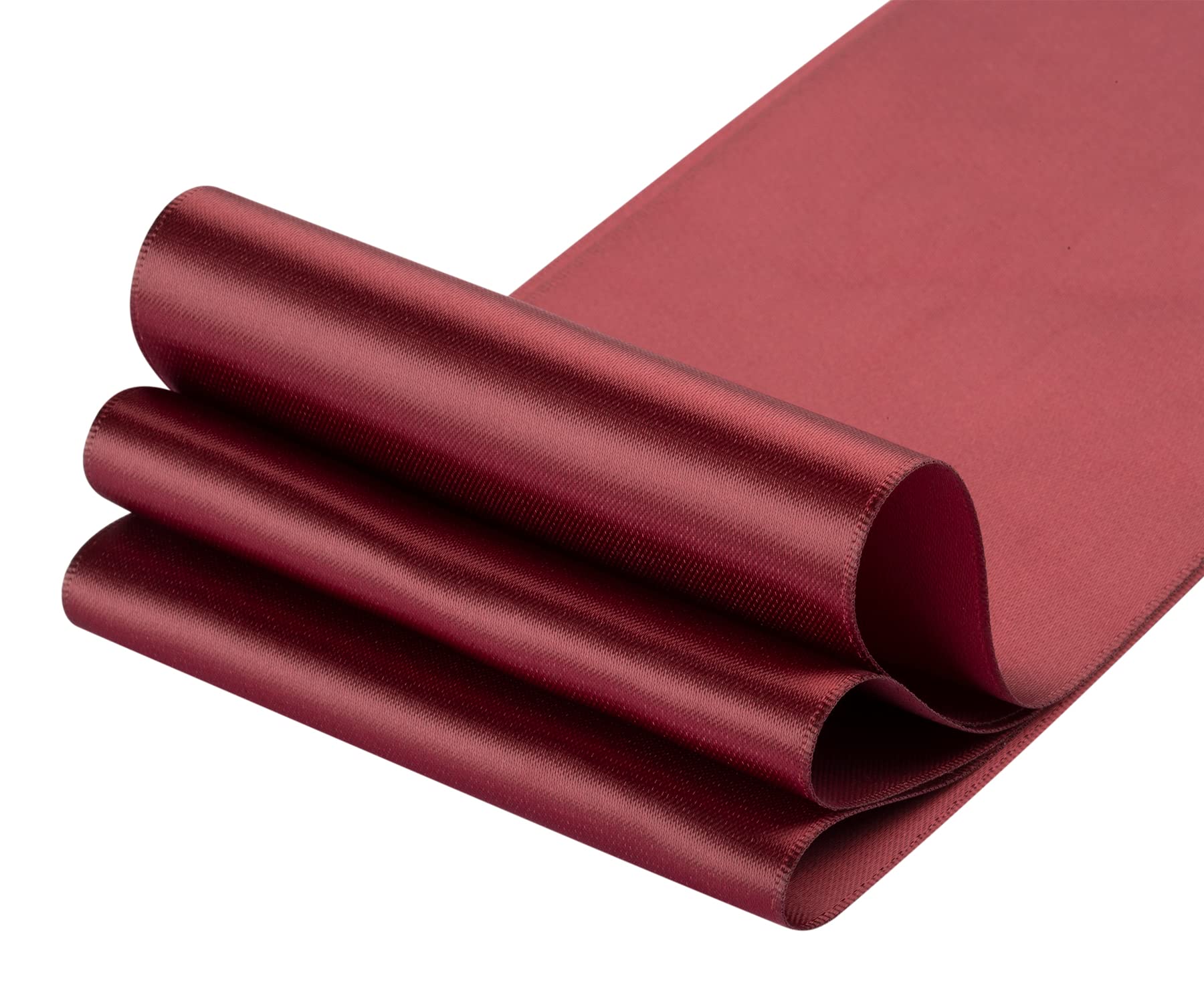 Dwustronna satynowa wstążka, 100 mm x 22 m, solidna poliestrowa wstążka rzemieślnicza, idealna do pakowania prezentów, rękodzieła, dekoracji ceremonii ślubnej, aranżacji kwiatowych, szycia (bordowa)