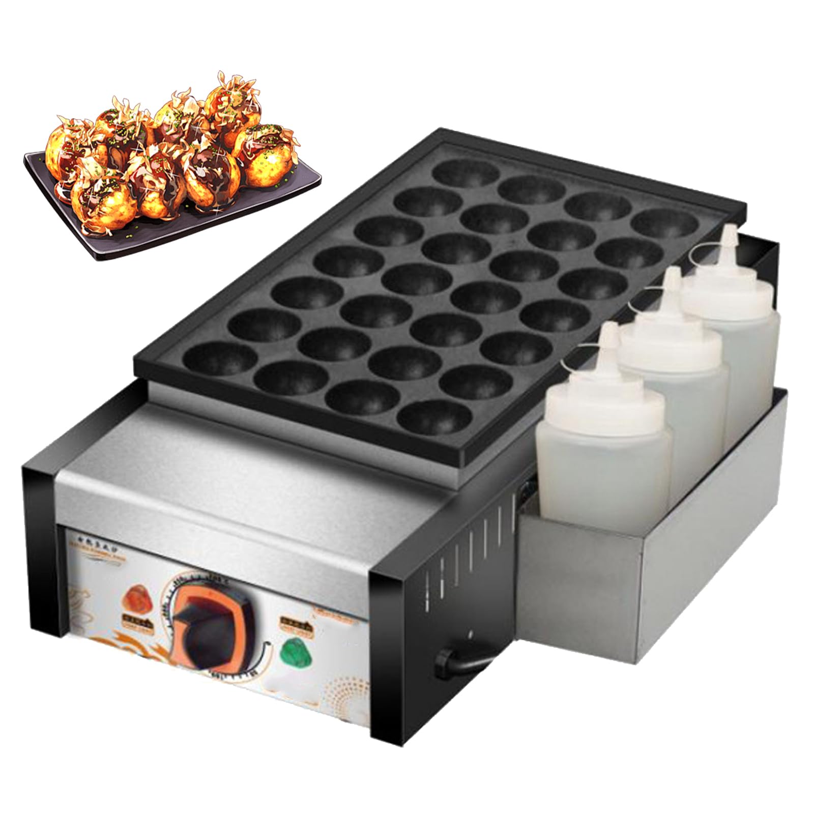 Machine à Takoyaki électrique professionnelle 28 trous pour snack et restaurant