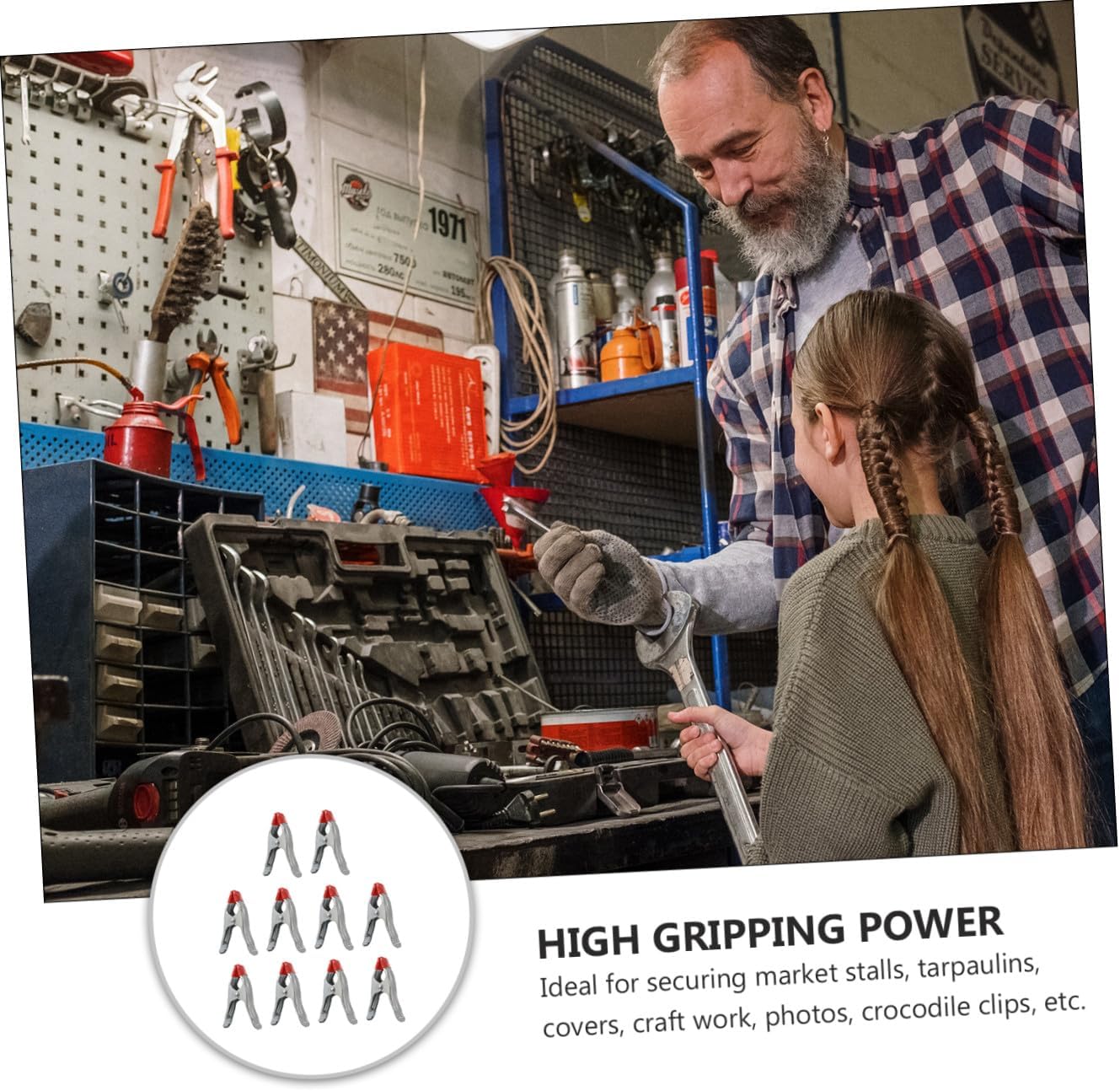 HOMSFOU 10pcs A-shaped Iron Woodworking Clamps Thickened Spring Clips Strong Carpentry Clamps for Woodworking and Stone Fixing 6-inch Set