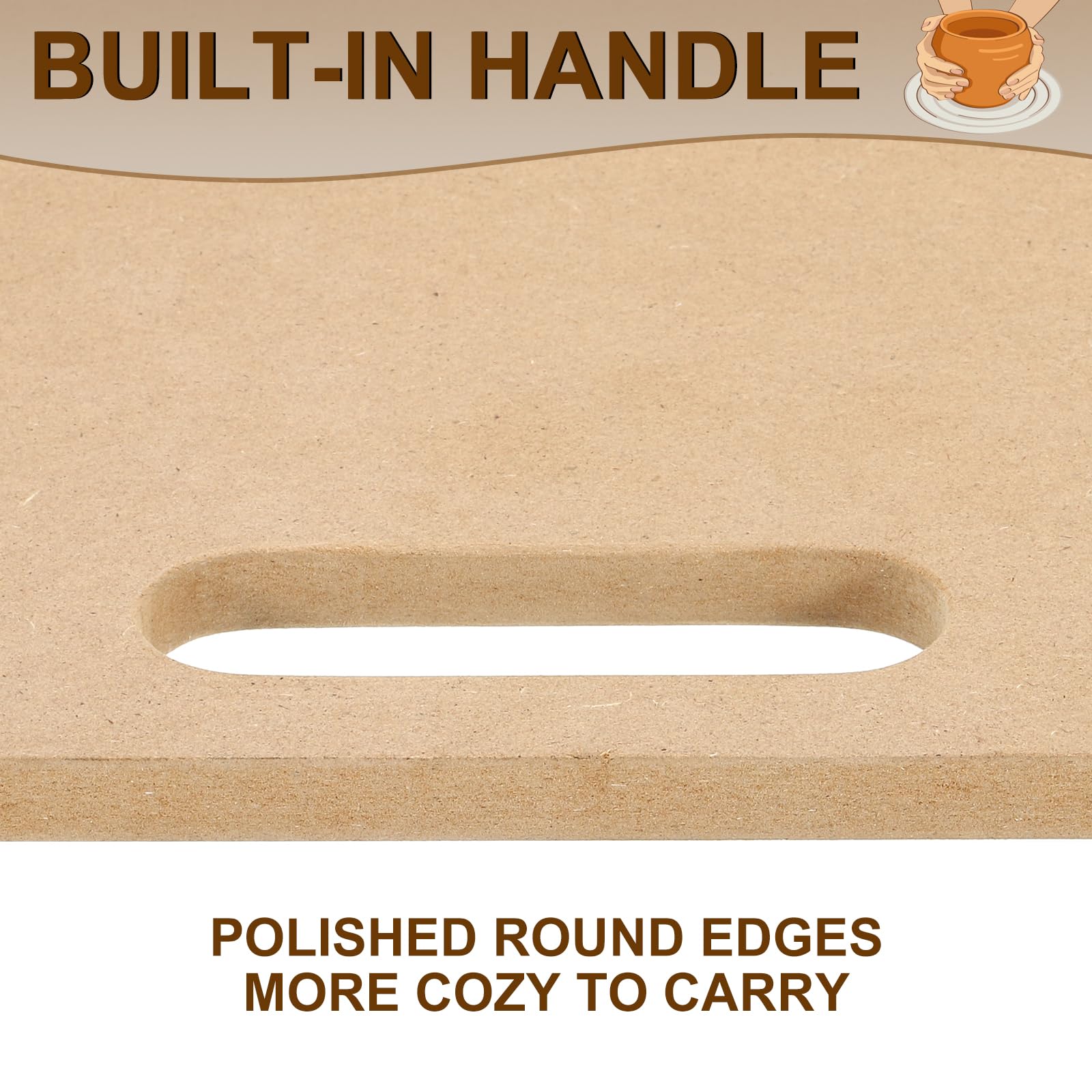 PATIKIL Wedging Board for Pottery for Pottery 18" x 24" Clay Board Portable Plaster Modeling Board with Built-in Handle for Pottery Clay Ceramics - Image 2