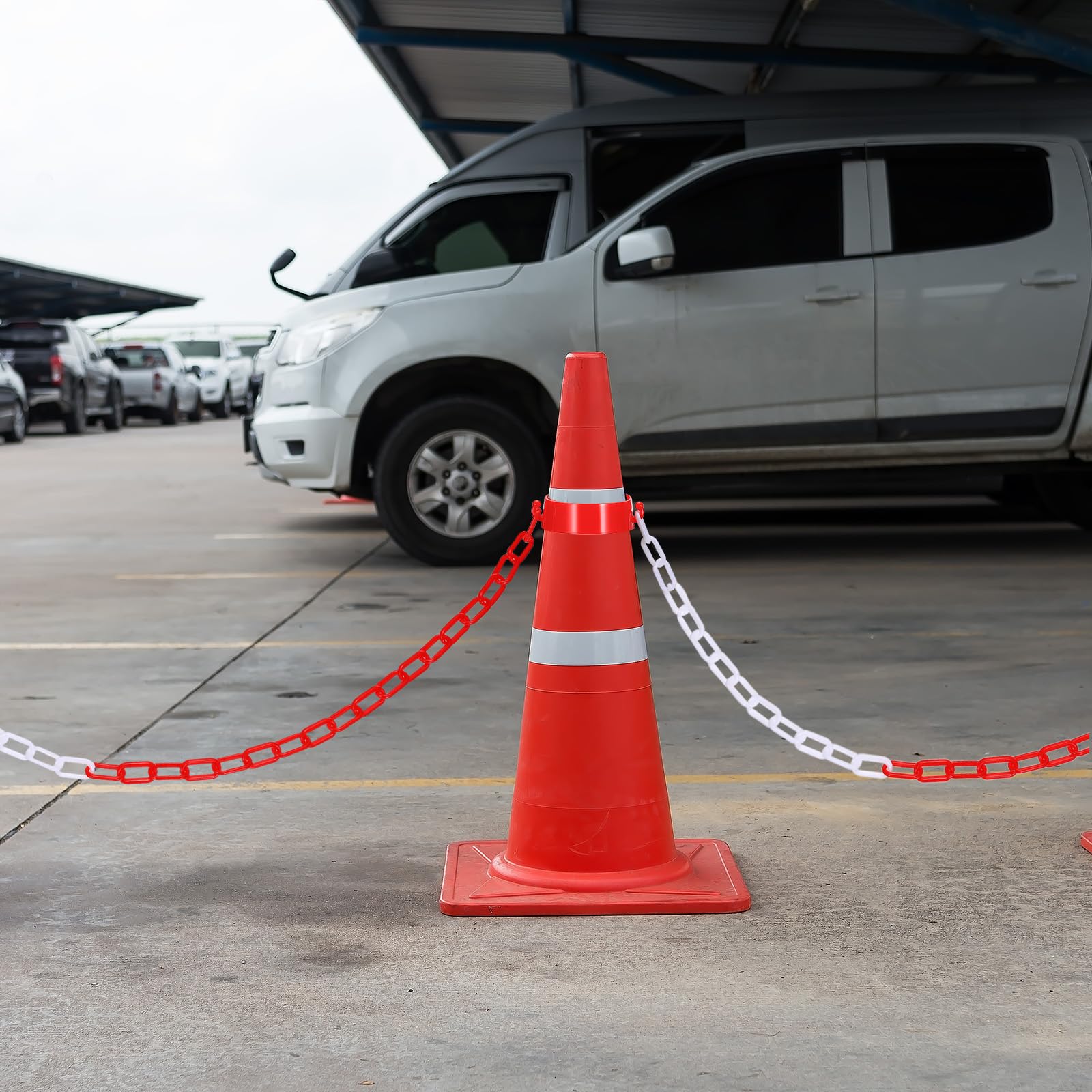 PATIKIL 50ft Catena di Sicurezza in Plastica, Catena di Sicurezza Anelli di Folla Barriera di Controllo per Recinzione Cancello Giardino Costruzione Vialetto, Rosso Giallo