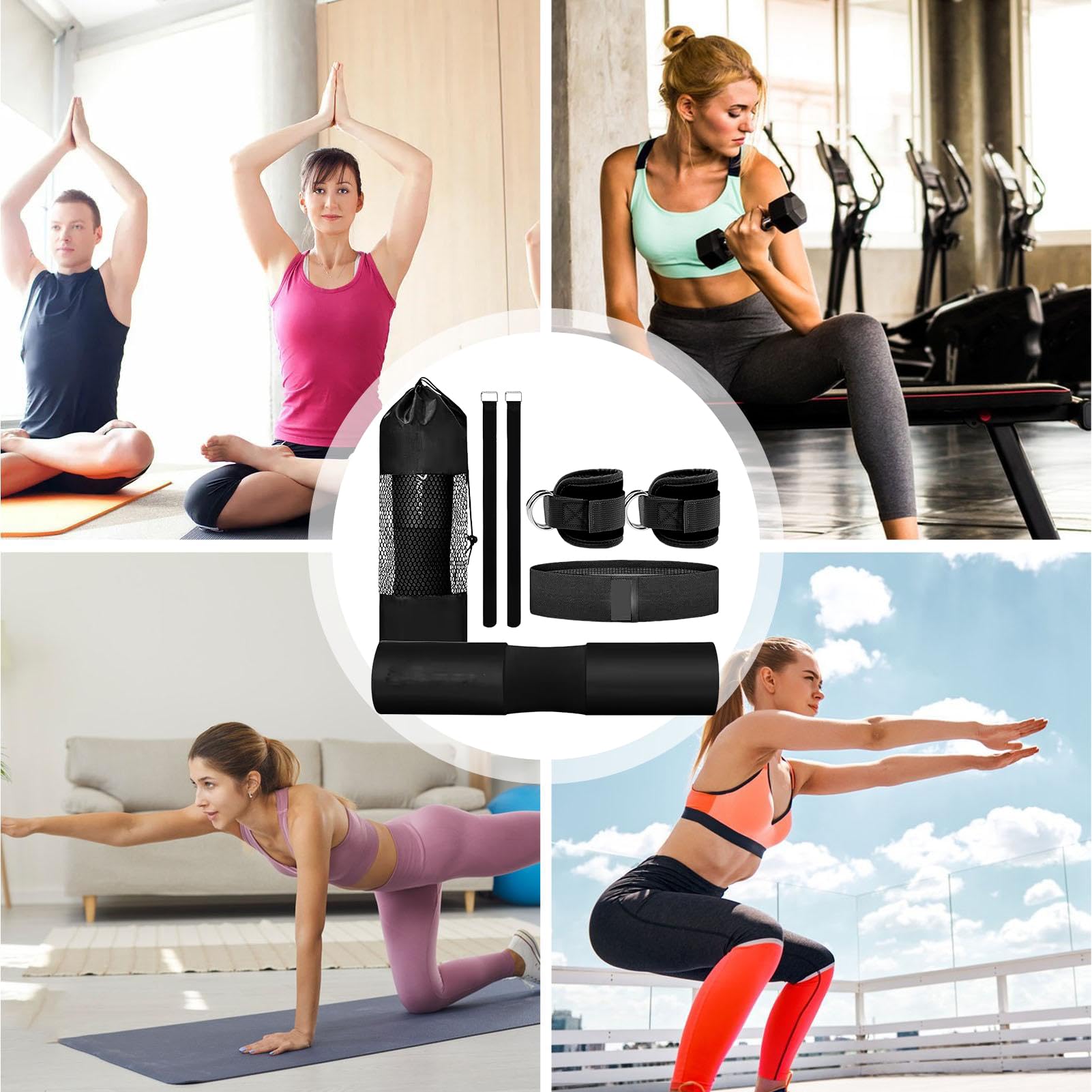 Barbell Pad Für Hüftstoß | Barbell Schulterpolster,Fitness Set Mit Widerstandsbändern Und Knöchelriemen Für Kniebeugen Curls Beintraining Zuhause Bankdrücken