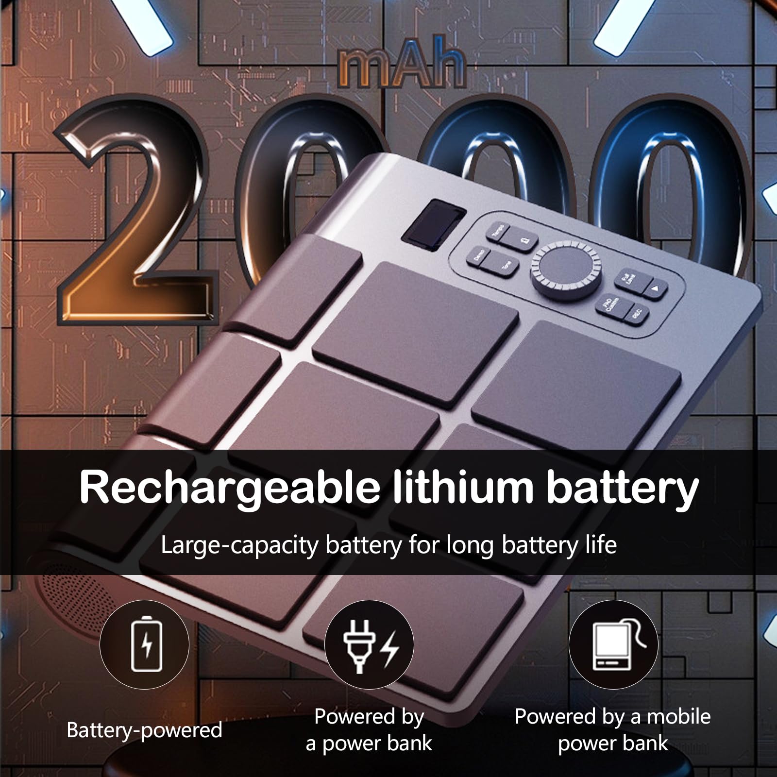 Batteria Elettronica Portatile Mocoli, Tamburo Elettronico Portatile con 9 Pad, Altoparlanti Incorporati, Bacchette e Pedali per Batteria, Per Principianti ed Esperti