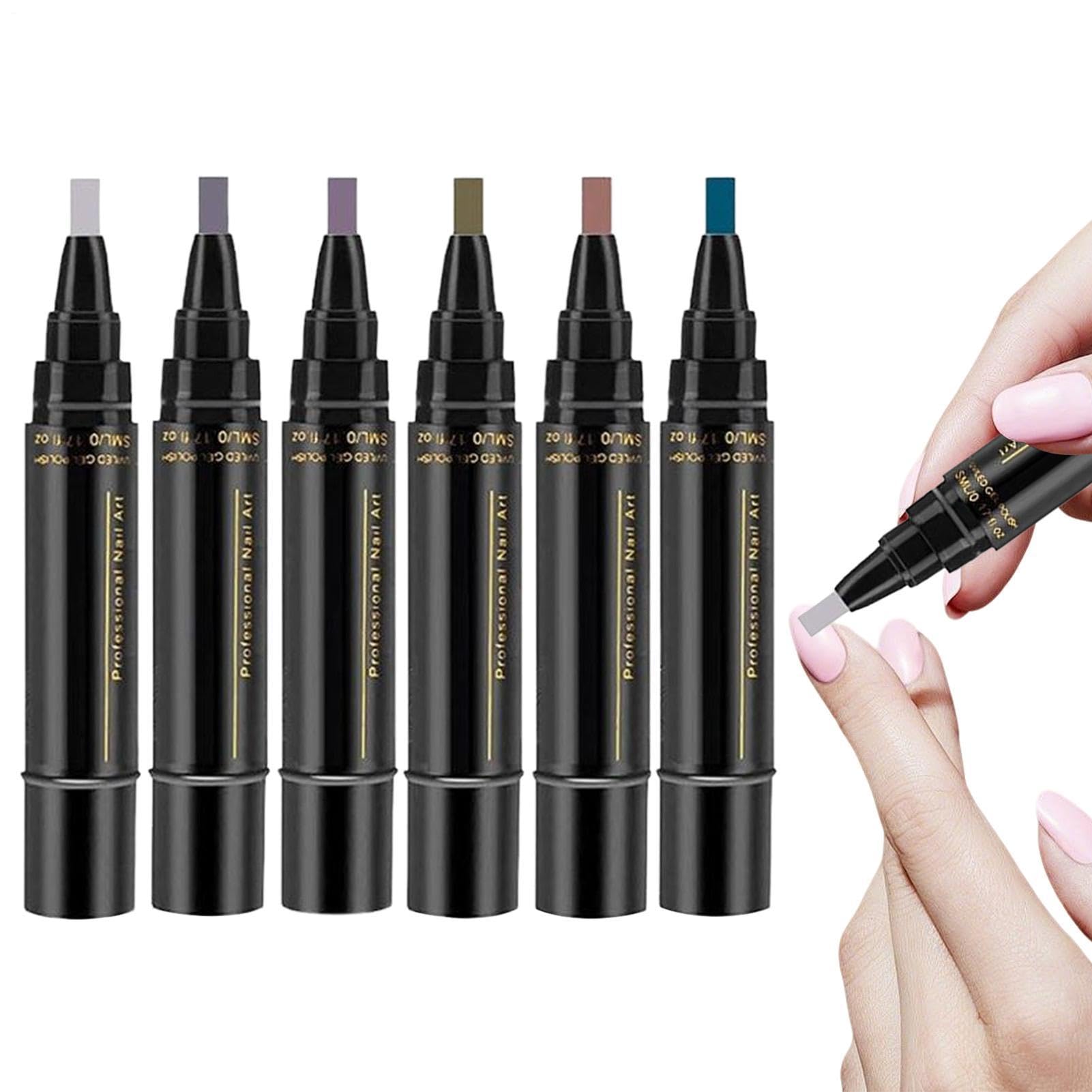 Penne Per Unghie Ad Asciugatura Rapida - Strumenti Per Manicure A Lunga Durata Da 6 Pezzi | Pennarelli Per Vernice Gel, Punta Fine 0,7 Mm, Impermeabili, Senza Lampada UV, Bambini, Donne, Adolescenti,