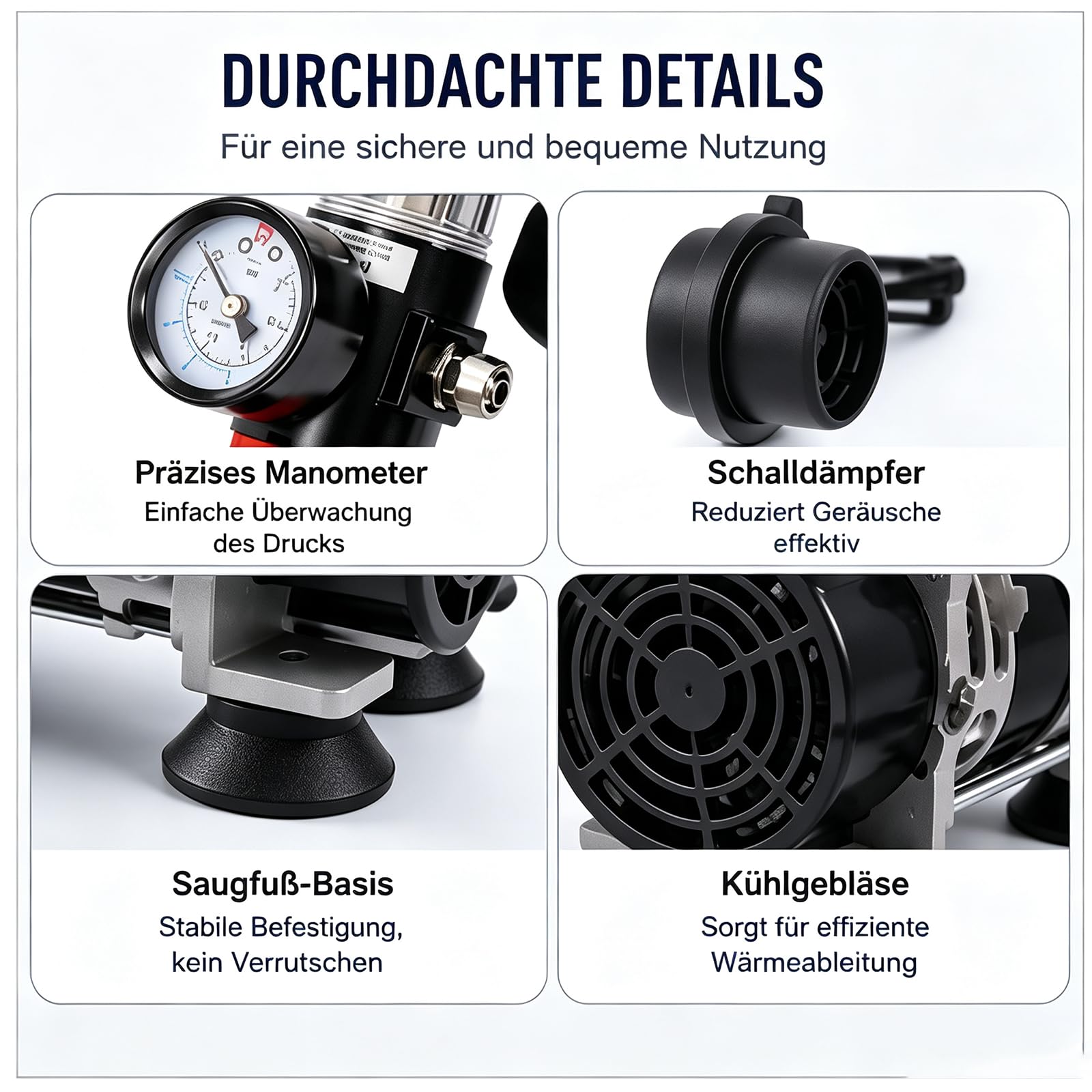 Vakuumpumpe Öilfrei 200w Unterdruckpumpe mit Manometer Industrie Vakuum Pumpe Laborpumpe