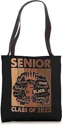 Senior 2023 Class Black Smart Afro Melanin African American Tote Bag