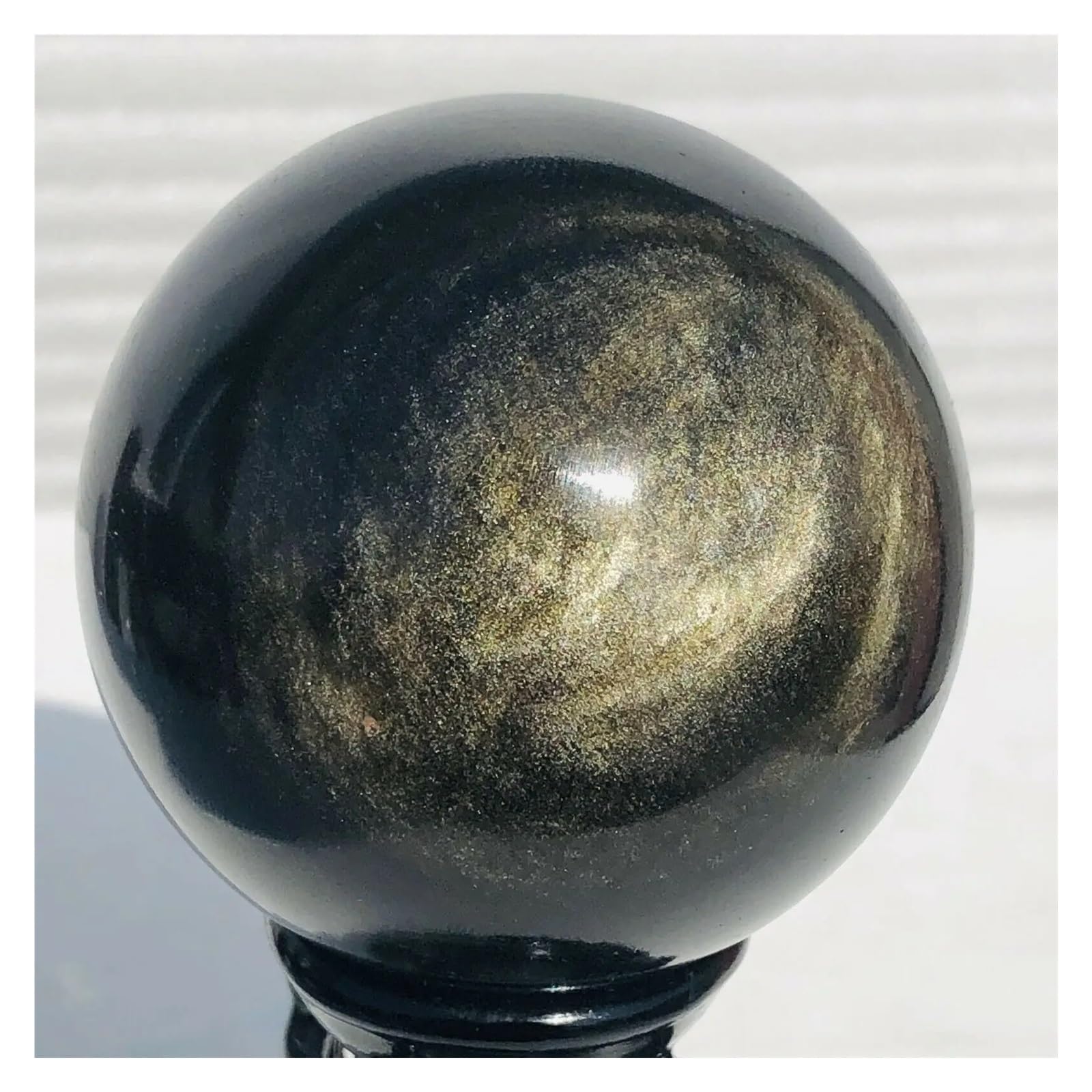 AARTERZZA 1pc 900-1000g Golden Flash Obsidian Sphere Palm Stone