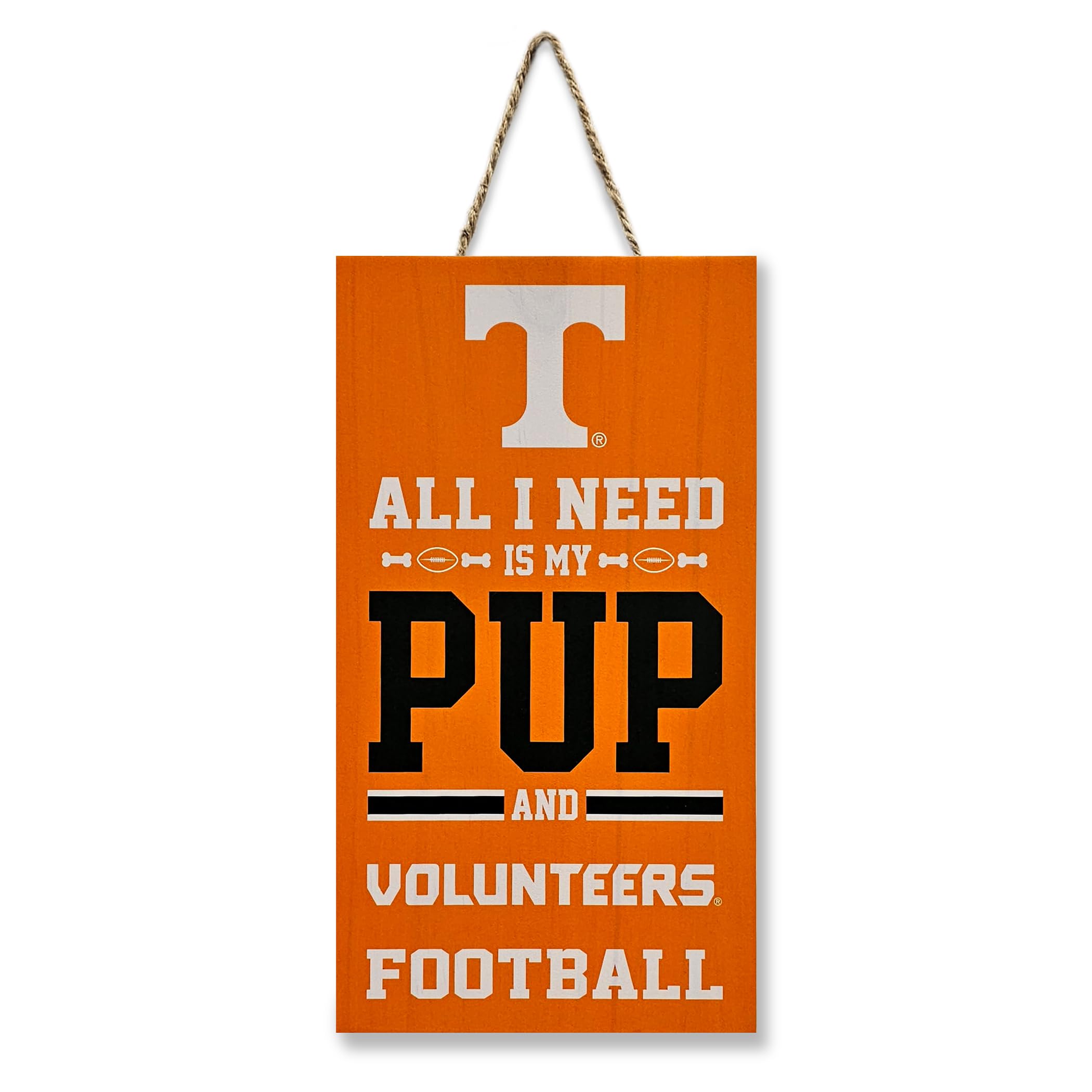 NCAA Tennessee Volunteers Property Sign ALL I NEED IS MY PUP and FOOTBALL Yard Sign, Sporty Fence Sign College Football Fan Yard Decor Waterproof Wooden Sign Indoor & Outdoor with Team Logo-image-4